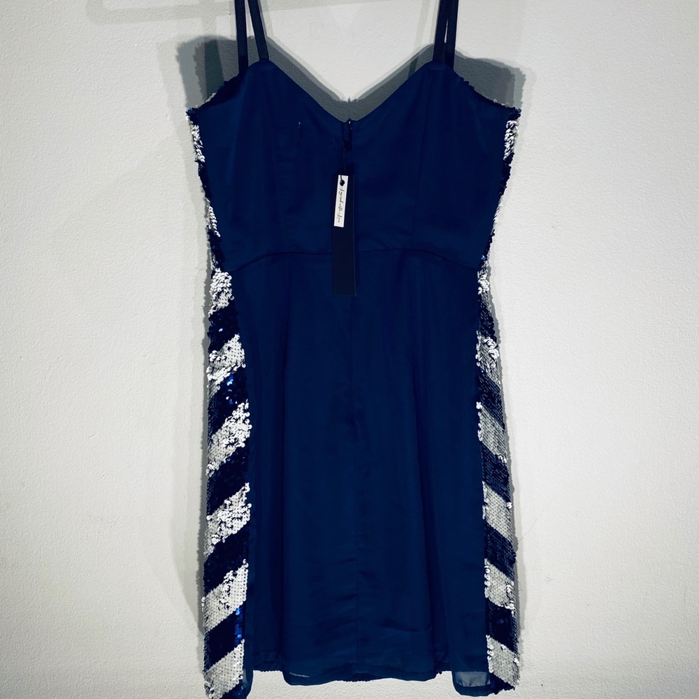 Sexy Sequined Navy/ White Dress**Small $148 - Picture 5 of 6